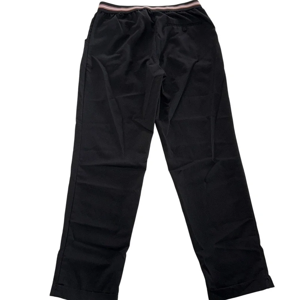 Zara Pants Women XS Black‎ Striped Stretch Waist Tapered Office Career